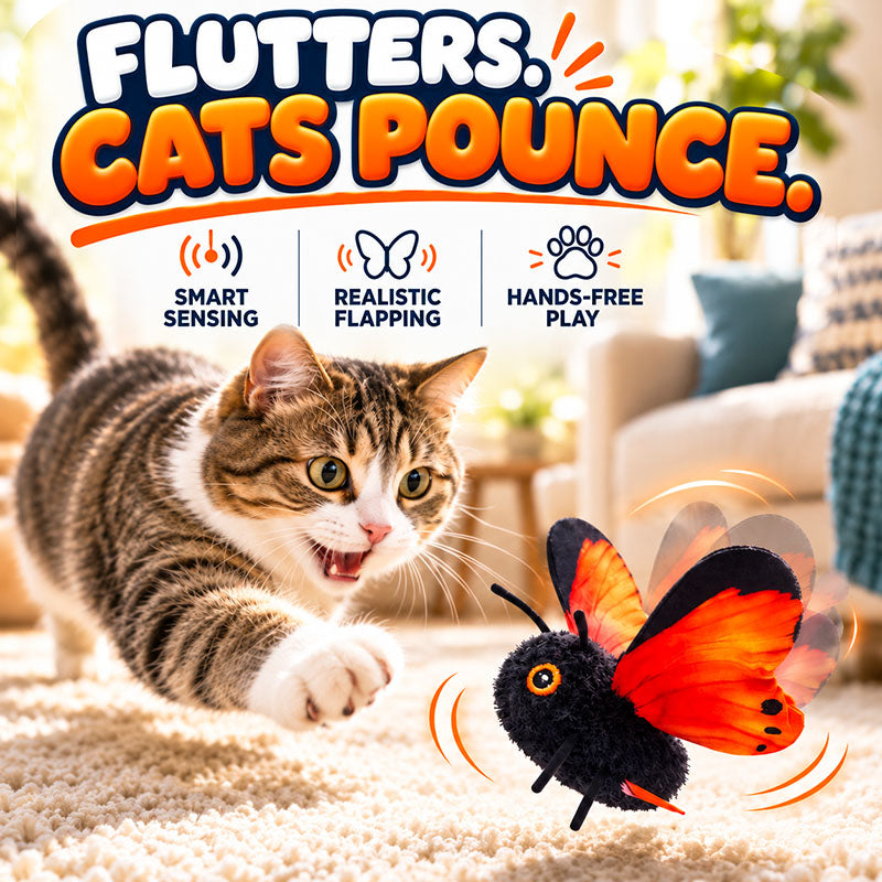 The cat toy with the arm mid-flap