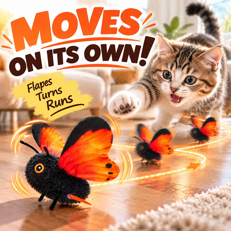 Romptail flapping butterfly cat toy on its weighted base