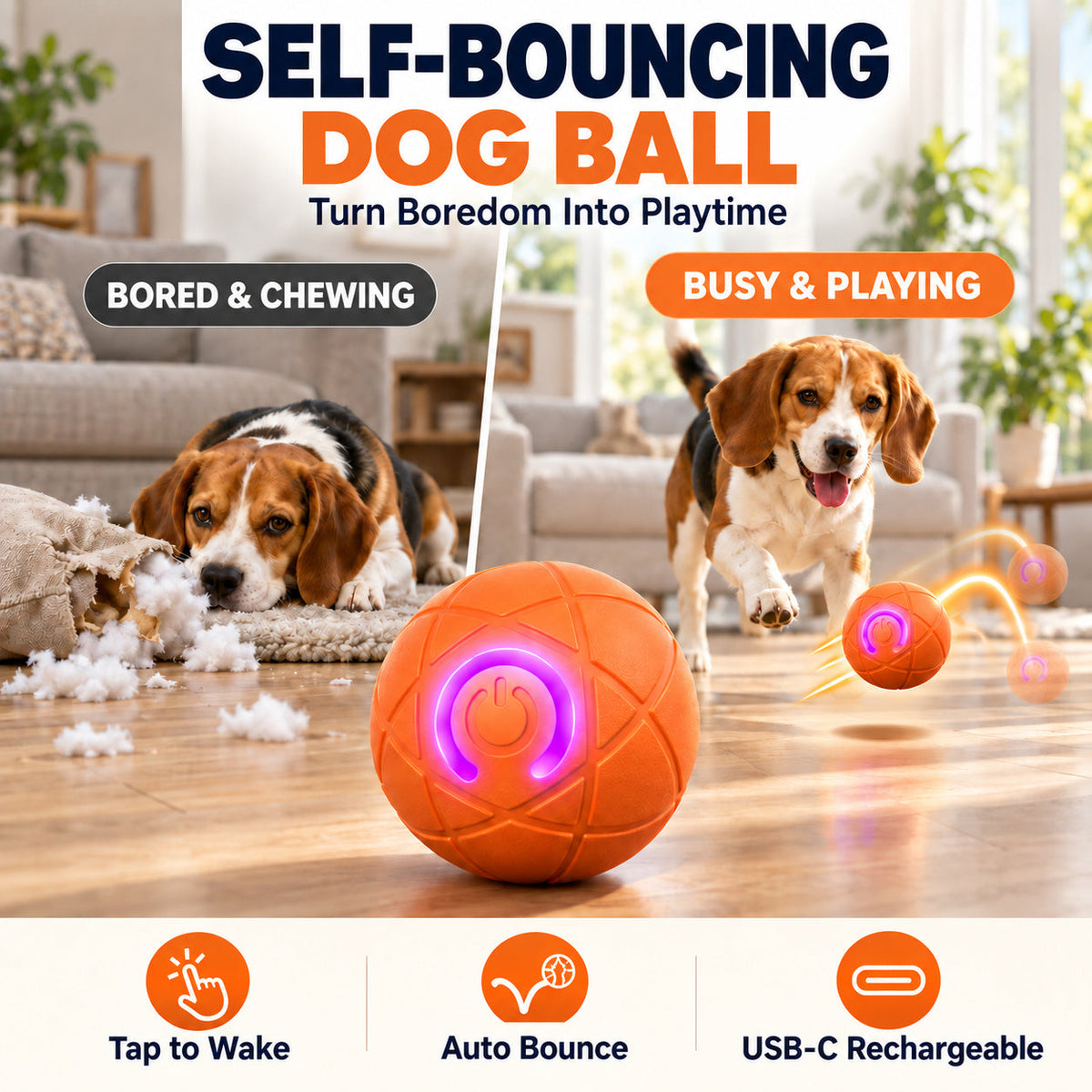 The play ball in motion on a floor