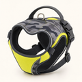 Romptail Field Camo no-pull harness with a hi-vis chest panel