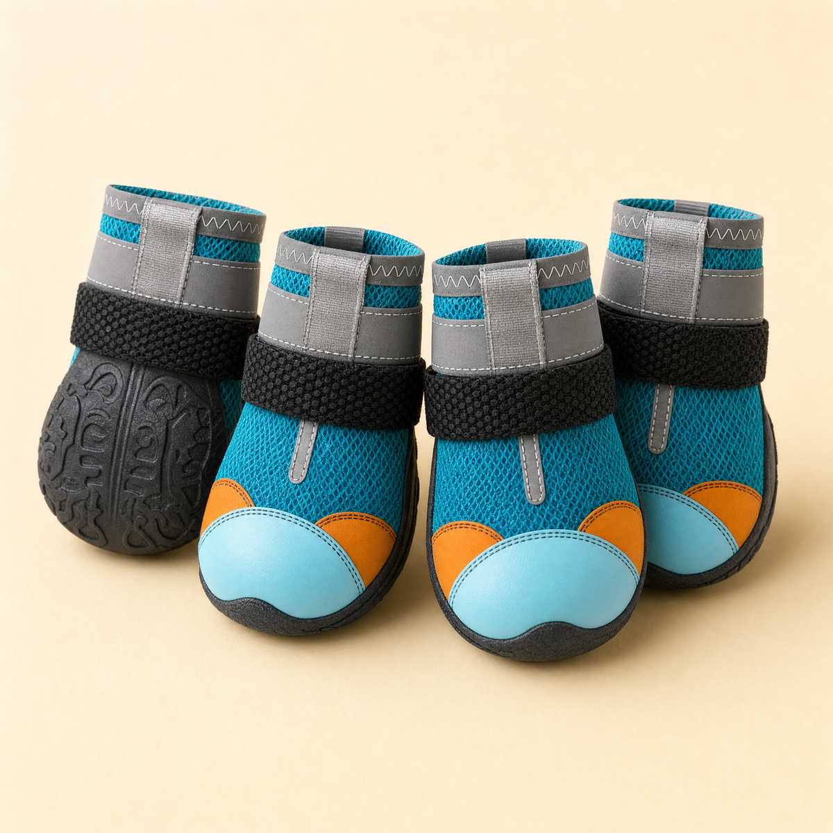 Romptail mesh dog boots with lit soles, set of four