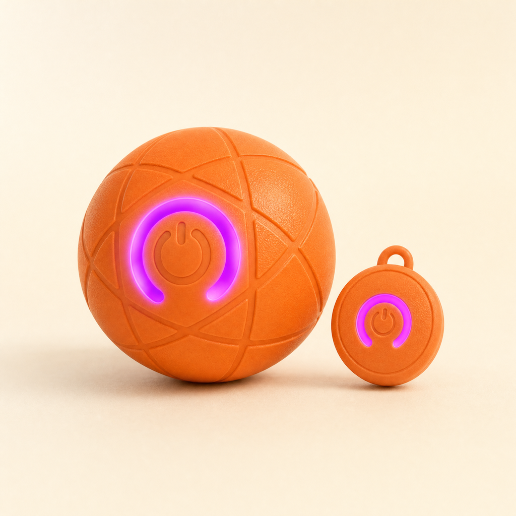 Romptail auto-bouncing play ball with its remote