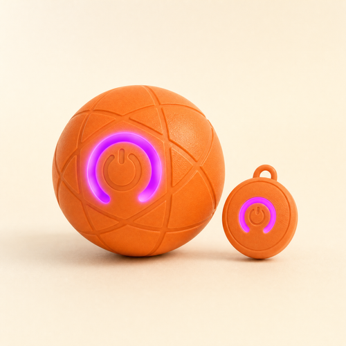 Romptail auto-bouncing play ball with its remote